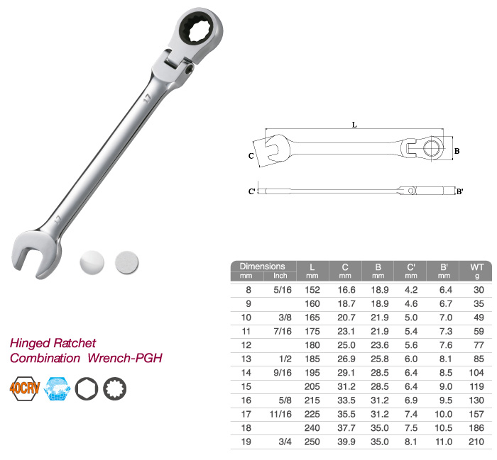 Hinged Ratchet Combination Wrench-PGH